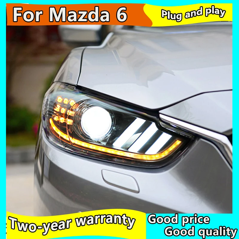 

Автомобильный Стайлинг для Mazda 6 фары 2014-2016 Mazda6 Atenza светодиодный фары Mustan дизайн LED DRL Bi Xenon объектив высокого ближнего парковка