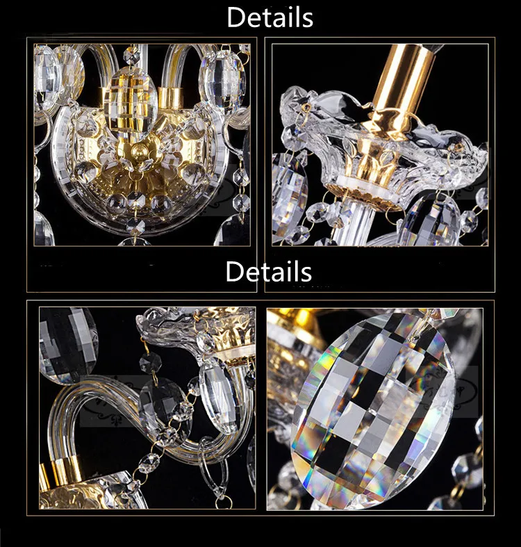 Hallway Gold led wall fixtures E14 Led candle light clear crystal lamp bedroom cristal luminaria bedside porch Sconce | Лампы и