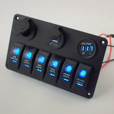 Автомобильная лодка 6 банд кулисный переключатель панель с USB зарядное устройство разъем Вольтметр для RV Автомобиля Морской лодки