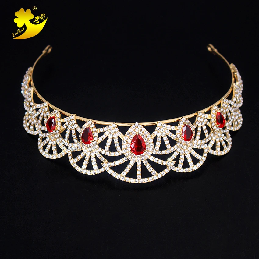 Xinyun Fashion Jewelry Blue Tiara Rhinestones Hair Accessories Wedding Miss World Crown Stone Tiaras Zircon Jewellery | Украшения и