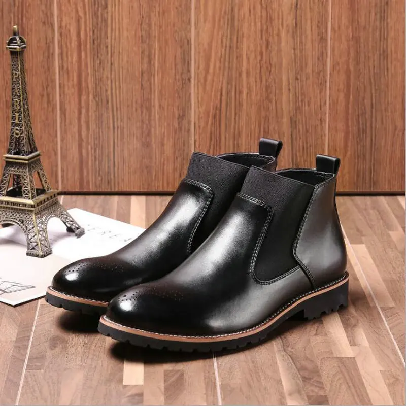 Мужские ботинки челси из натуральной кожи с острым носком