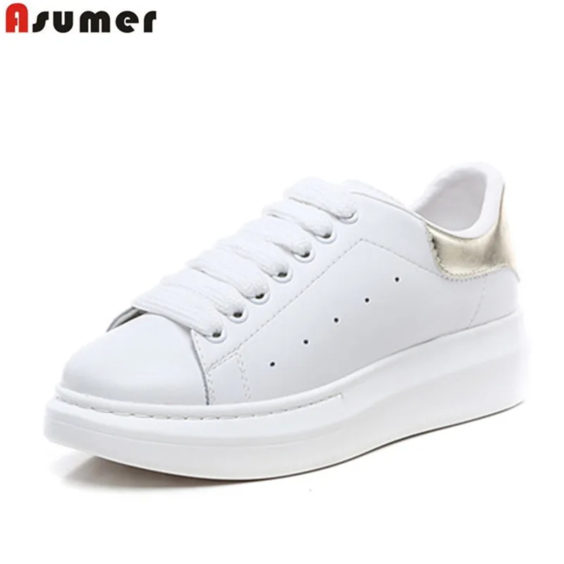 ASUMER/Новинка Обувь из натуральной кожи Женские кроссовки на шнуровке платформе