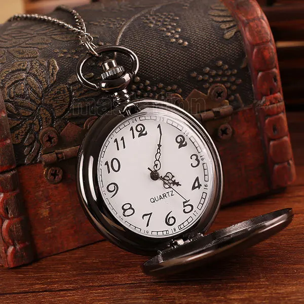 Черные Круглые Гладкие карманные часы в стиле стимпанк P200|steampunk pocket watch|pocket watchwatches