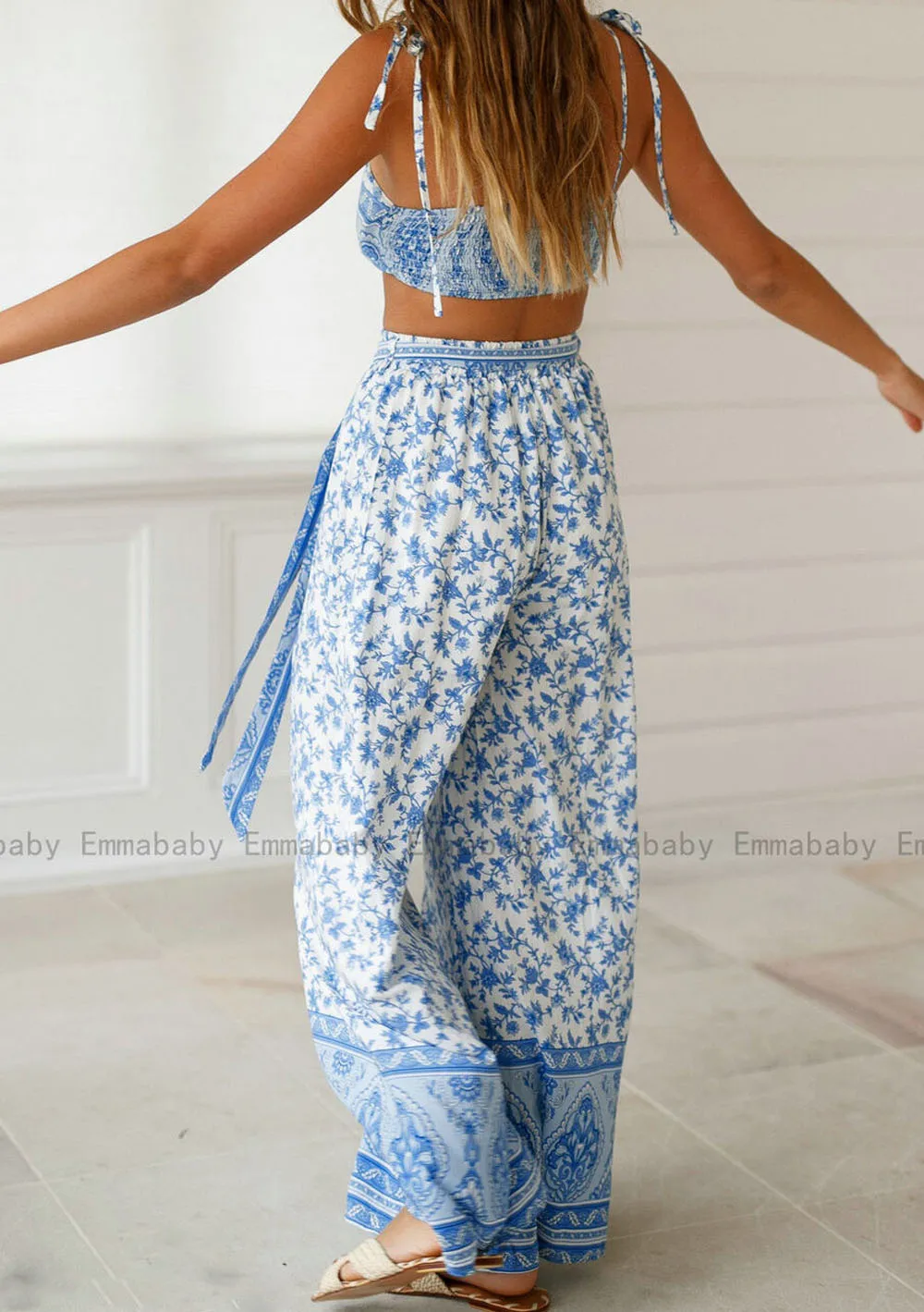 Жаркая распродажа 2019 Женское летнее комфортное повседневное платье без рукавов с цветочным принтом в бохо-стиле, двухчастный комбинезон-ромпер.