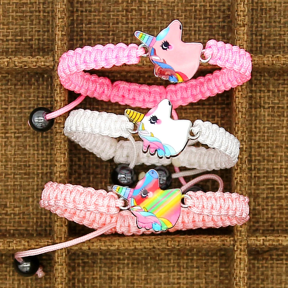 Детский Браслет SUKI с единорогом лошадью милый розовый белый гематит подвеска