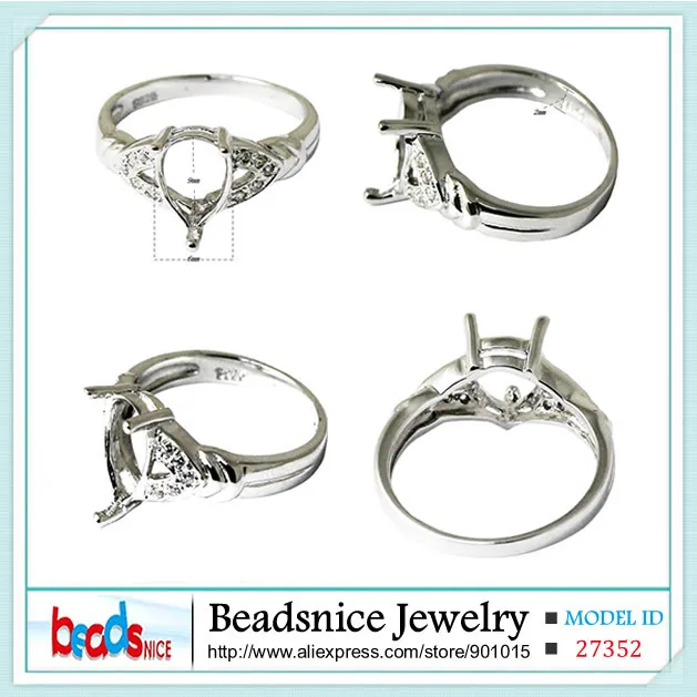 Beadsnice ID27352 Diy Кольца из стерлингового серебра 925 пробы,, высокое качество, полумонтажное кольцо, настройки без камней для дизайнера