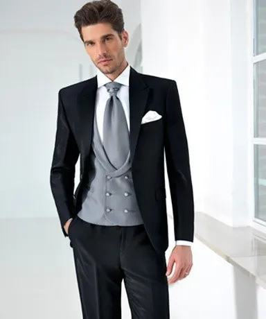 

Slim Fit Groom Tuxedo Groomsmen Peak Lapel Wedding/Dinner/Evening Suits Best Man Bridegroom (Jacket+Pants+Tie+Vest) B58