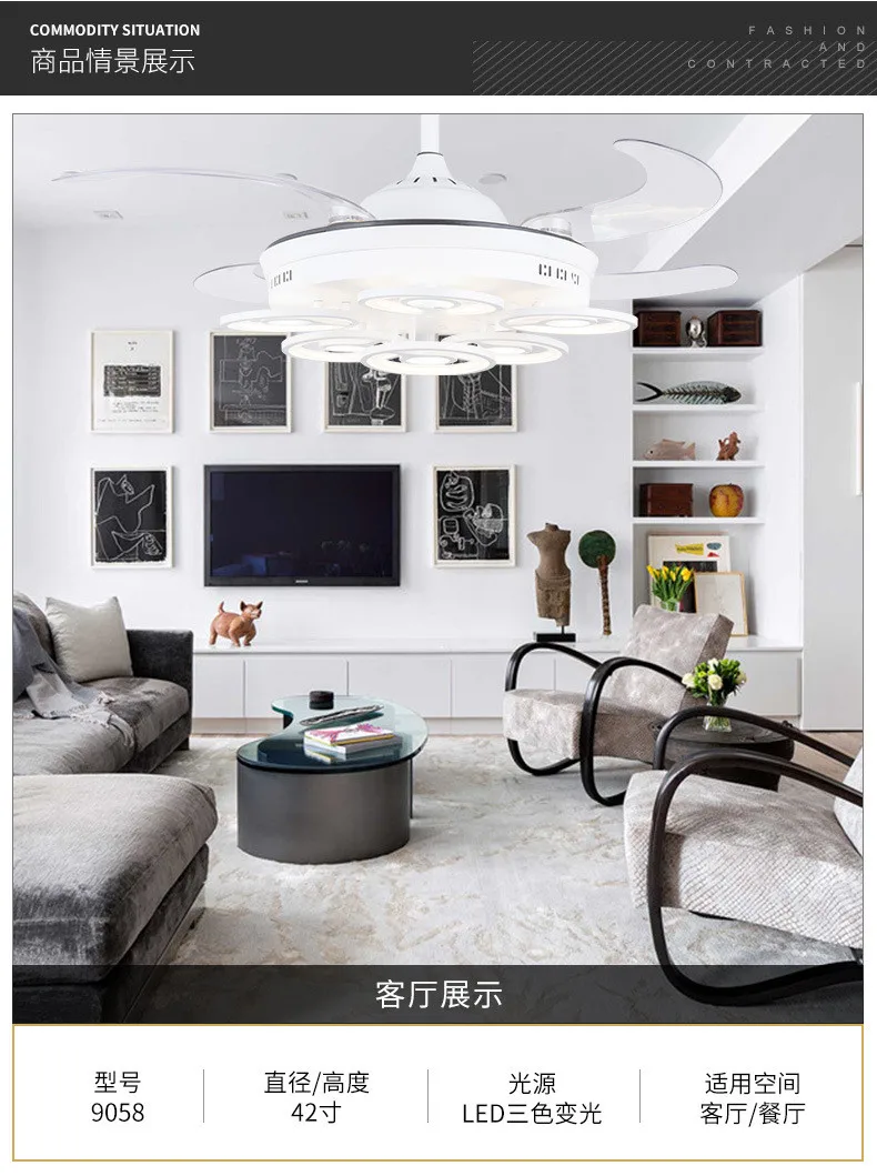 Потолочный вентилятор светодиодный потолочный светильник акриловая