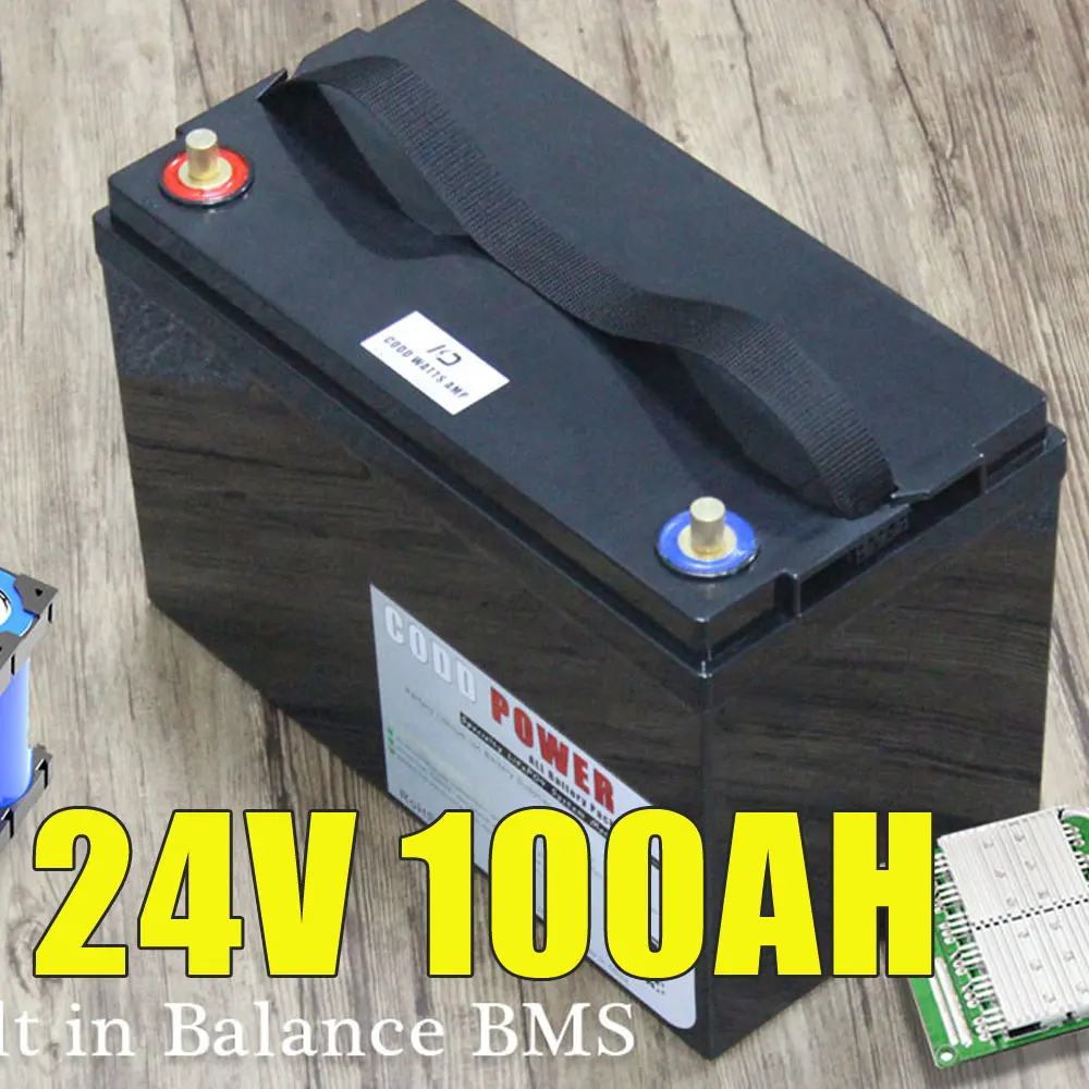 Водонепроницаемый 24V 100AH литий-ионный Батарея Электрический велосипед Солнечный
