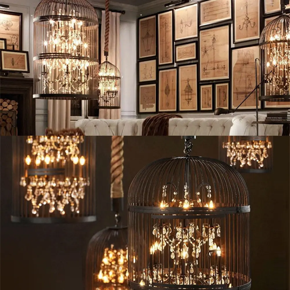 Сельская современная люстра с кристаллами в стиле индастриал Эдисона светящаяся