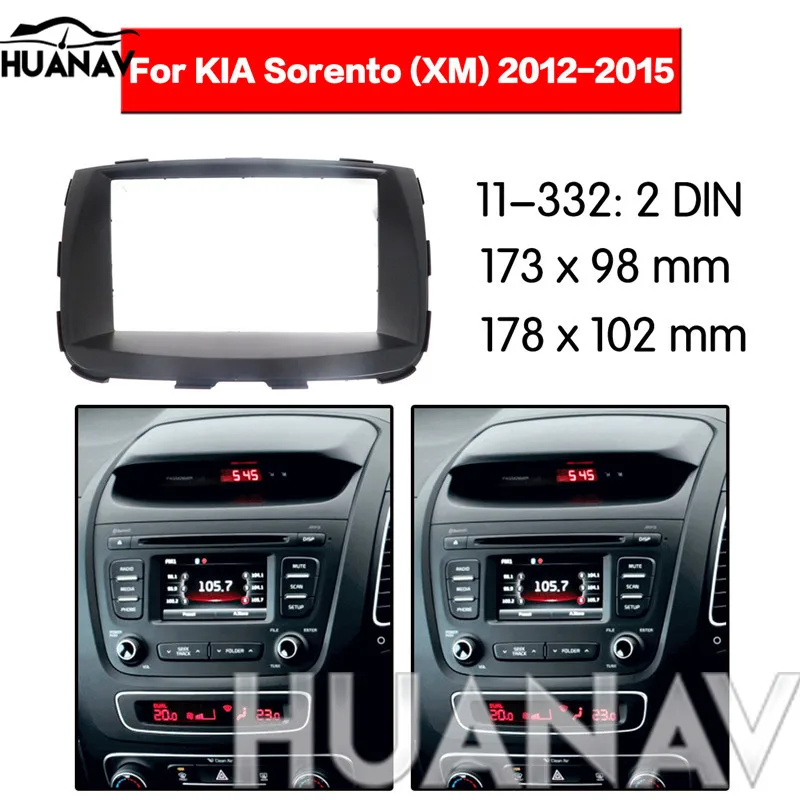 

HUANAV Car Radio stereo Fitting installation adapter fascia For 2012-2015 KIA SORENTO 2DIN Bracket Stereo Frame Audio Fascias