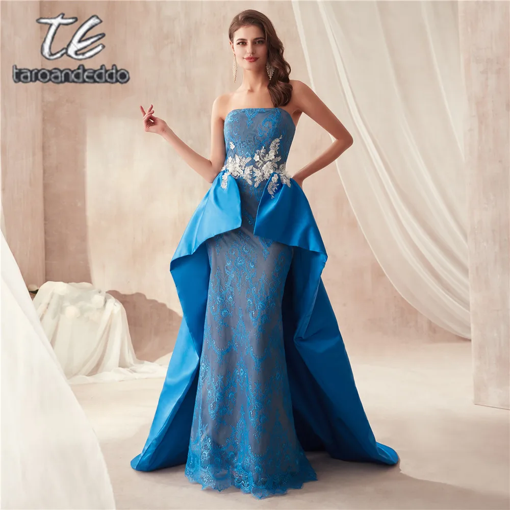 Платье vestido de noiva sereia белый 3D с цветочной аппликацией синее платье для выпускного