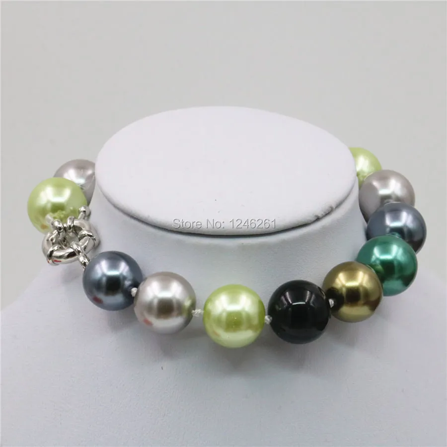 12 мм натуральный многоцветный жемчуг морской ракушки круглые бусины браслет