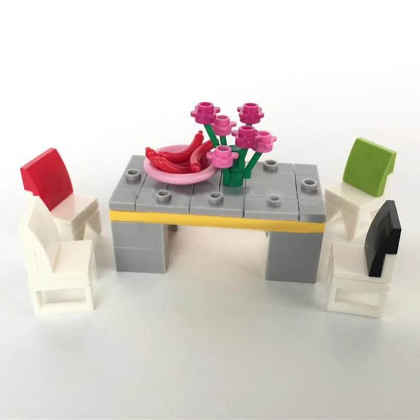Одиночный стол стул диван блок MOC аксессуары для дома Кирпичи DIY строительные