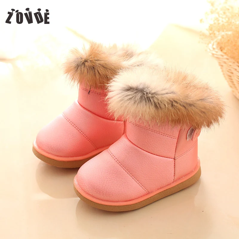 Wholesale 2018 Children's NEW Real Rabbit Fur Ankle Snow Boots EU21-30 Kids Shoes Girls Warm Plush Waterproof Winter Soft | Детская