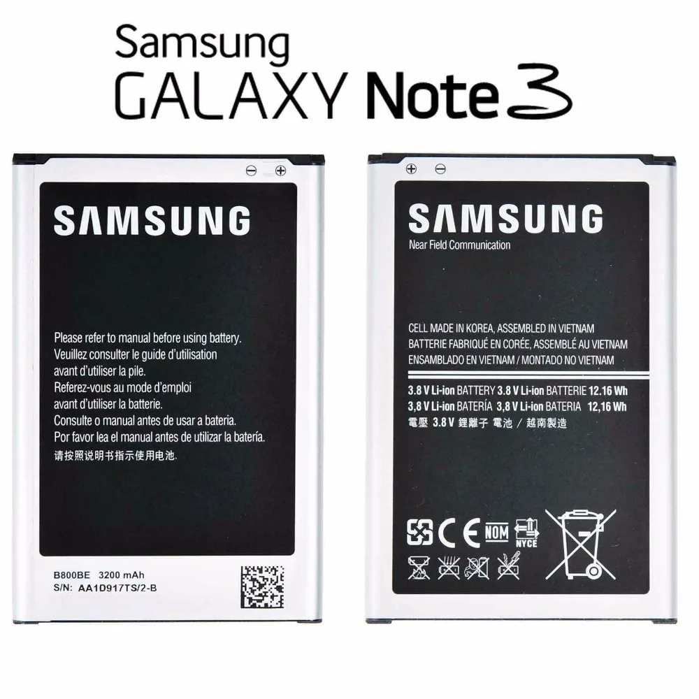 100% оригинал для samsung Galaxy Note 3 III 3200 мАч батарея GT N9000 N9005 B800BC B800BE N900A/P/T/V функция