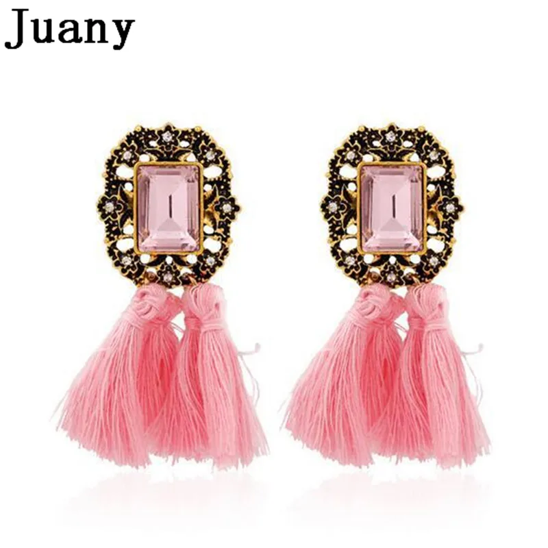 Богемные хрустальные висячие серьги с кисточками винтажные этнические длинные