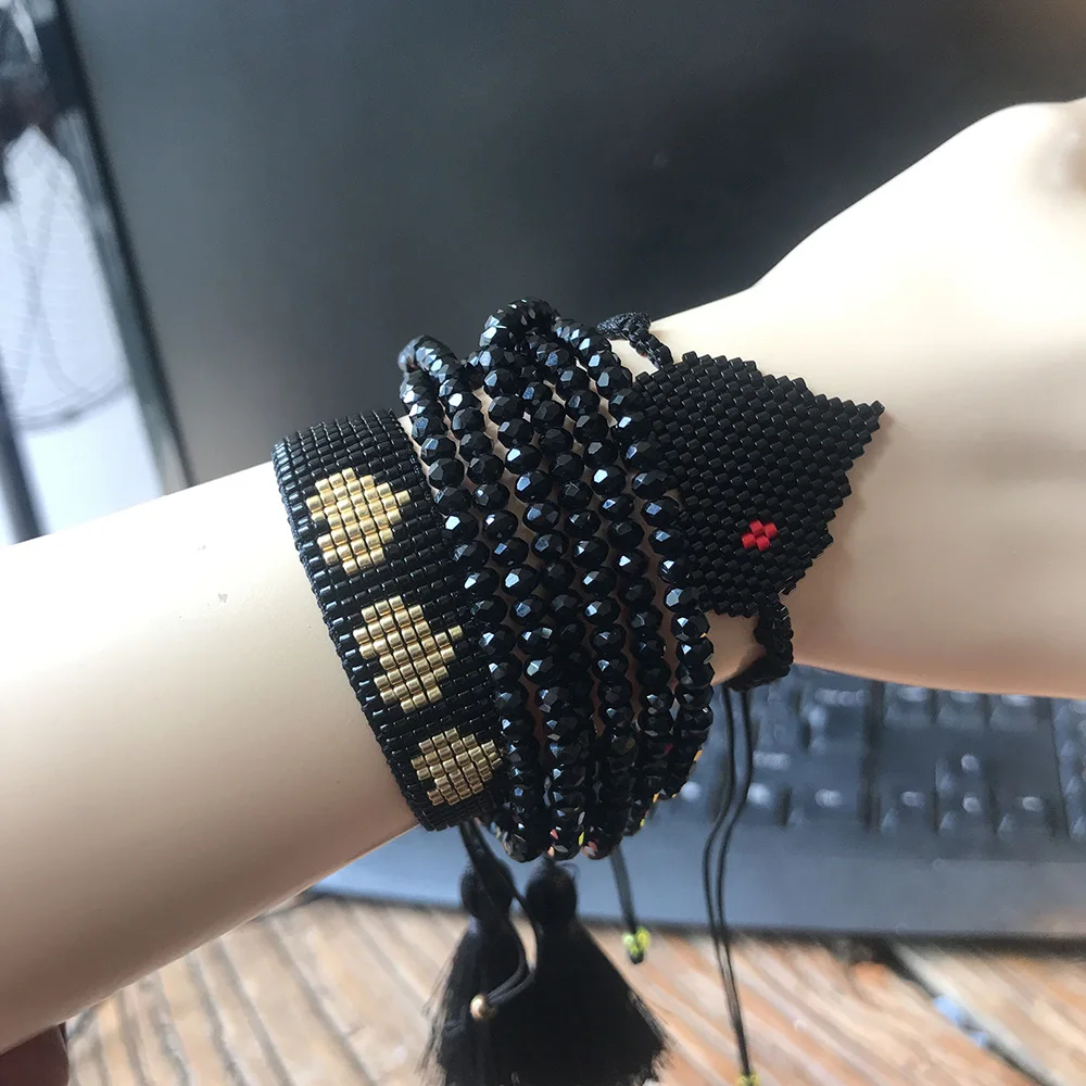 Rttooas Любовь Сердце браслет дружбы ручная работа MIYUKI хрустальные бусины кисточкой