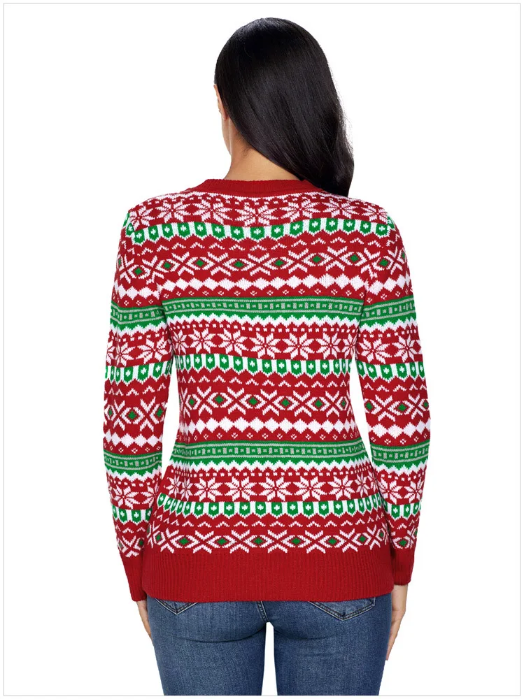 Рождественский свитер Laamei с принтом в виде листьев и снежинок повседневный