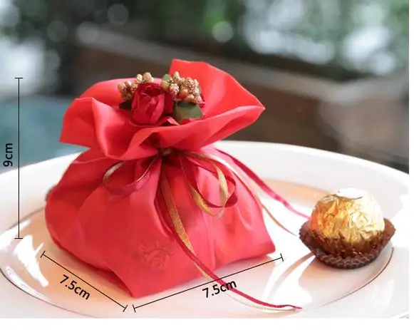 Высококлассный мешок из органзы коробки для конфет подарочные пакеты с цветами