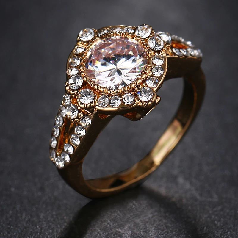 Роскошные высококачественные женские кольца Crytal CZ Anillos Mujer цвета розового золота
