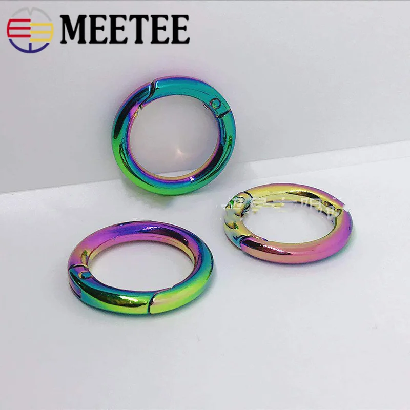 Meetee 5 шт. 12/17/19/25, маленького размера, круглой формы с диаметром 32 мм радужные весенние Металл-хомут с круглым воротником для мальчиков и девочек с пряжкой Карабин клип брелок застежка DIY одежда сумки аксессуары