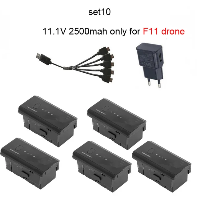 set10 Lamsam Li-po Аккумулятор 7,4 в 1200 мАч аккумулятор для SJ R/C Z5 11,1 В 2500 мАч F11 Дрон Режим высокой фиксации складной Радиоуправляемый квадрокоптер Дрон - Цвет: set10