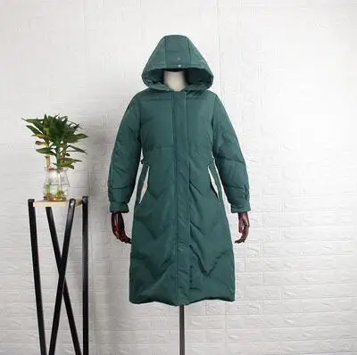 green-without fur Большой воротник из натурального Лисьего меха, зимнее пальто для женщин с капюшоном, Женская длинная пуховая парка, теплая Тонкая зимняя верхняя одежда, куртки-пуховики на белом утином пуху, пальто - Цвет: green-without fur