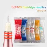 50pcs cartridge needle 1rd1r3r5r5f7f disposable sterilized tattoo permanent makeup needle tips spiral port for eyebrow lip