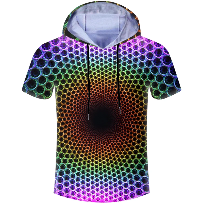 Летние толстовки футболки мужские забавные красочные сотовые вихревые 3D принты