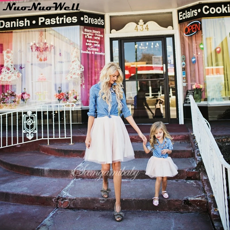 СЗ 2017 Весна и лето мама детские наборы мода родитель ребенок Джинсы для женщин