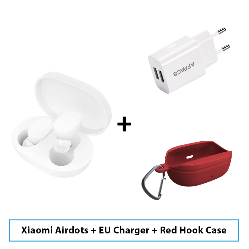Add Charger Red Hook Xiaomi Mijia Airdots TWS Bluetooth Наушники Молодежная версия стерео бас BT 5.0 Наушники с микрофоном Handsfree Наушники AI Control - Цвет: Add Charger Red Hook