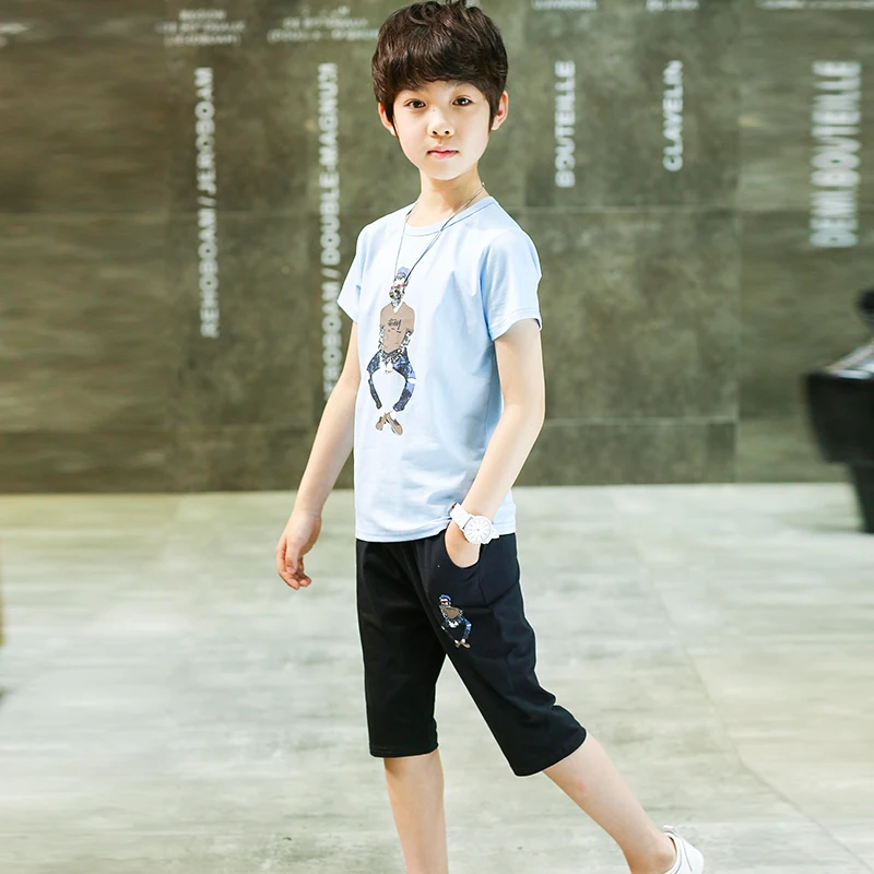 Уличный Стиль 3d печатных белая футболка и черные шорты с круглым вырезом