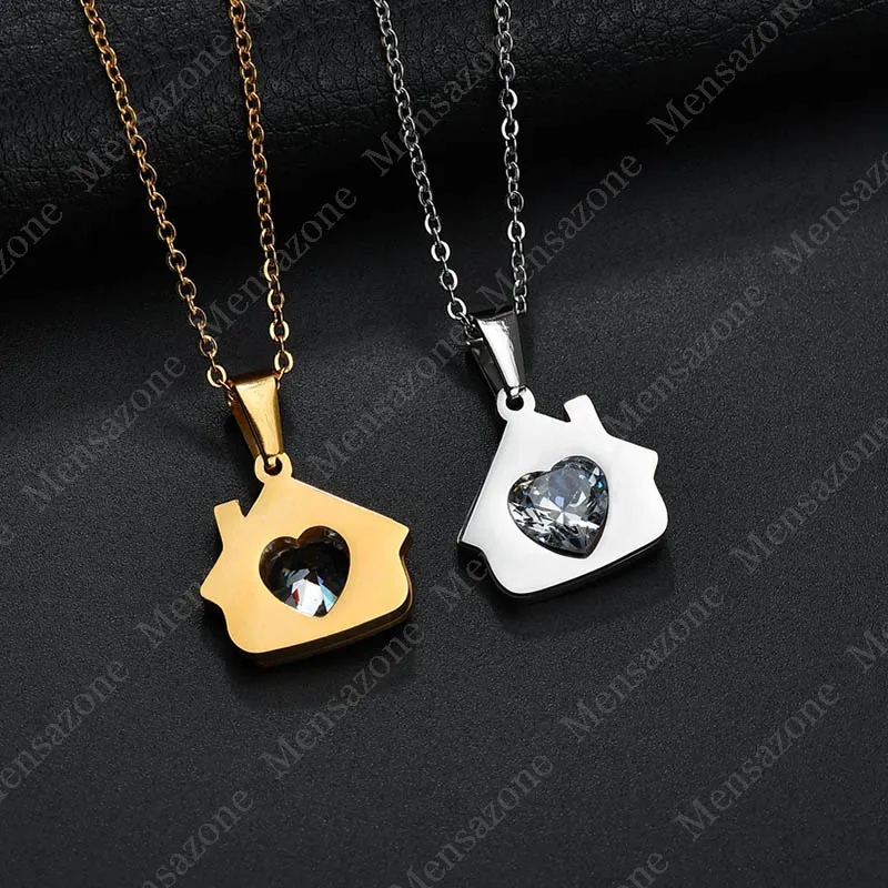 MENSAZONE Лидер продаж Нержавеющая сталь дом кулон Для женщин Цепочки и ожерелья CZ