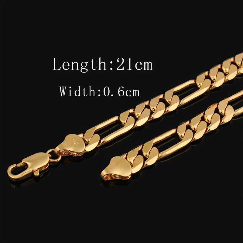 2018 горячая Распродажа желтое золото цвет Фигаро браслет цепочка для мужчин с