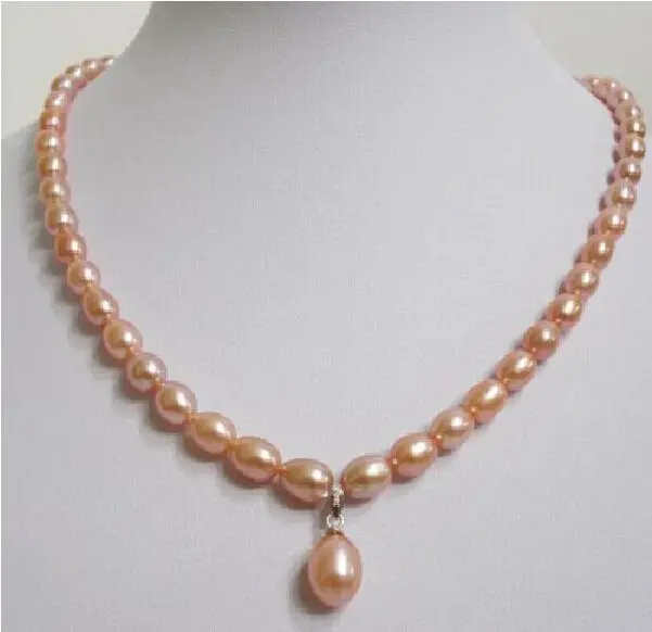 

Подлинное жемчужное ожерелье с розовым жемчугом AAA 18 "9-10 ММ ЮЖНОГО МОРЯ + кулон