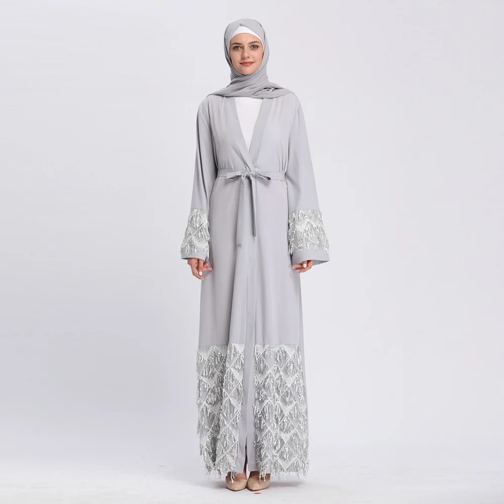 Роскошное мусульманское платье Bronzing Abaya Дубаи длинные платья кардиган Kimonolong