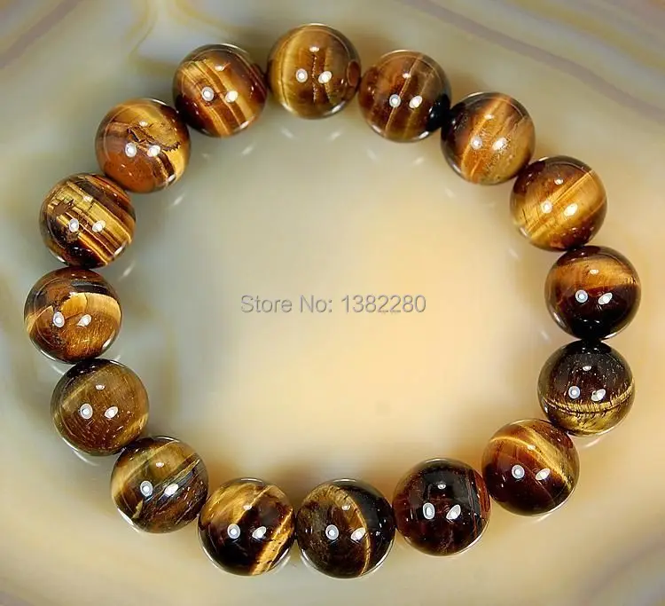 

! Hot new girl + 14mm African Tiger's Eye Beads Bracelet 7.5" 2 pieces/lot fashion jewelry JT6117