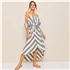 SHEIN, многоцветное длинное платье в полоску с оборкой и тюльпаном, с открытыми плечами, для женщин,, летнее, с высокой талией, Boho wrap Belted, платья