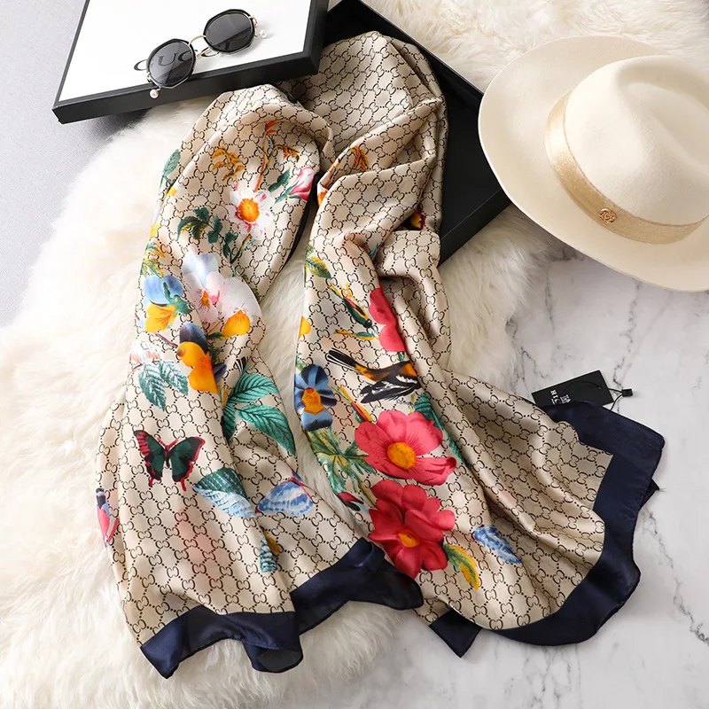 2019 Luxury Scarf Women Plaid Print Silk Shawl and Wrap Echarpe Summer Scarves For Ladies New Bandana Muslim Hijab |