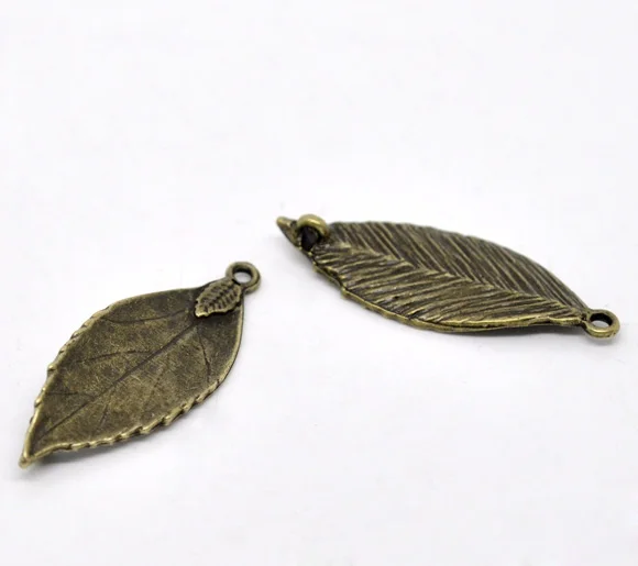 DoreenBeads Zinc metal alloy Connectors Findings Leaf Antique Bronze Color Plated 3.5cm(1 3/8") x 13mm( 4/8"), 5 PCs new