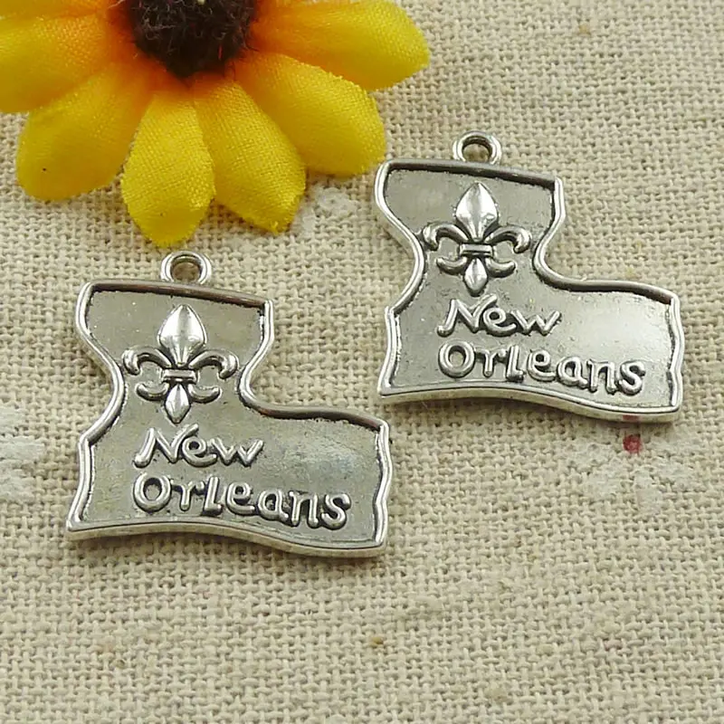 Бесплатная доставка 90 шт. тибетский серебряный Новый Орлеан Подвески 24x23 мм