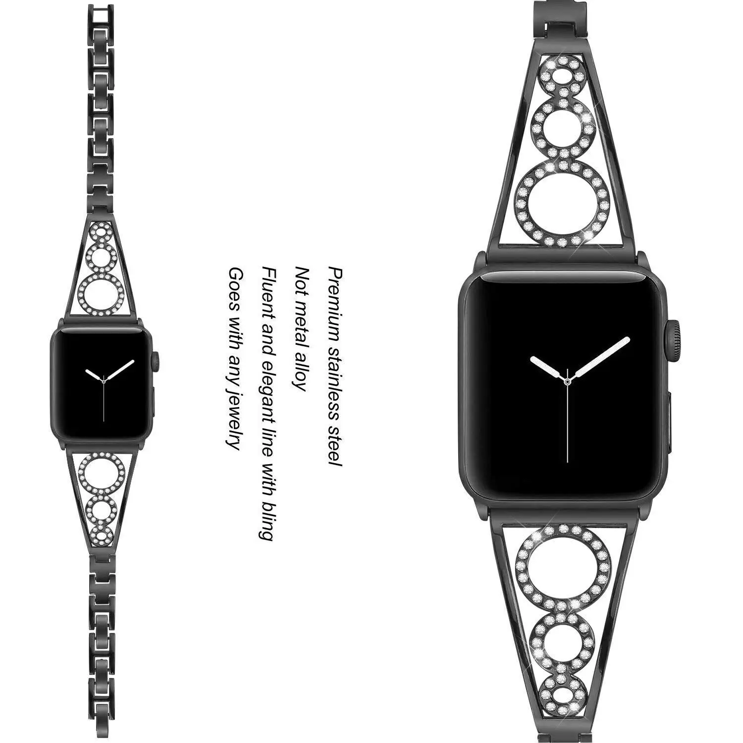 Ремешок Bling часы украшенные драгоценными камнями для Apple Watch Series 4 3 2 1 Круглый