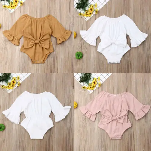 Одежда для маленьких девочек одежда новорожденных комбинезоны с бантом на талии