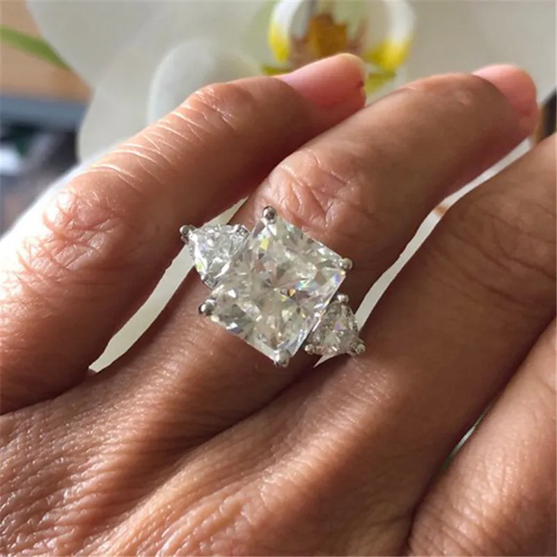 Уникальный дизайн кольцо квадратного 3ct AAAAA с кубическим цирконием серебристого