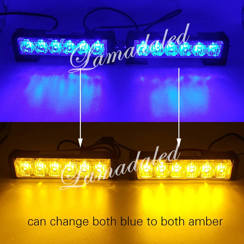 blue to amber 2 шт., 16 см, светодиодная Автомобильная решетка, стробоскопический светильник, s бар, автомобильная вспышка, стробоскоп, полицейский светодиодный предупреждающий светильник, маяк, красный, синий - Цвет: blue to amber