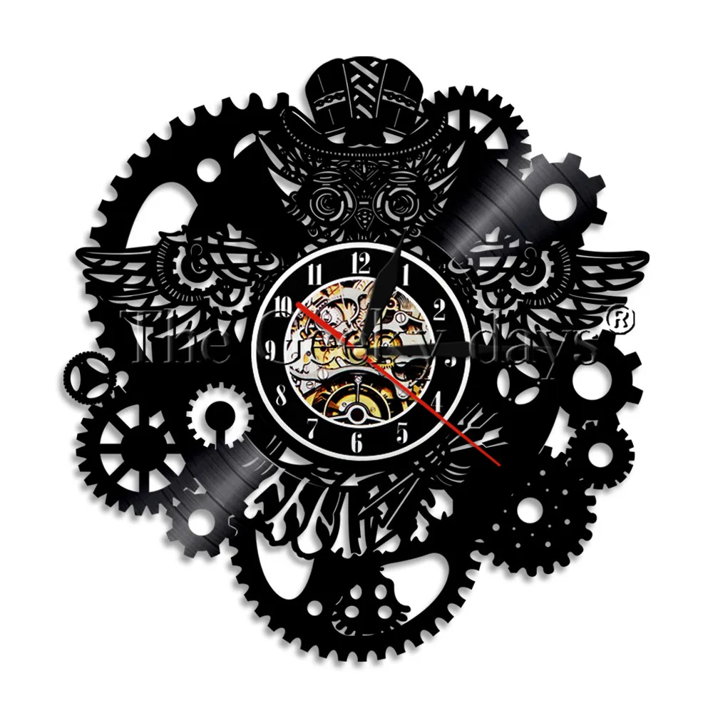 Сова стимпанк черепаха рыбы настенные часы Шестерни винтики учета рабочего
