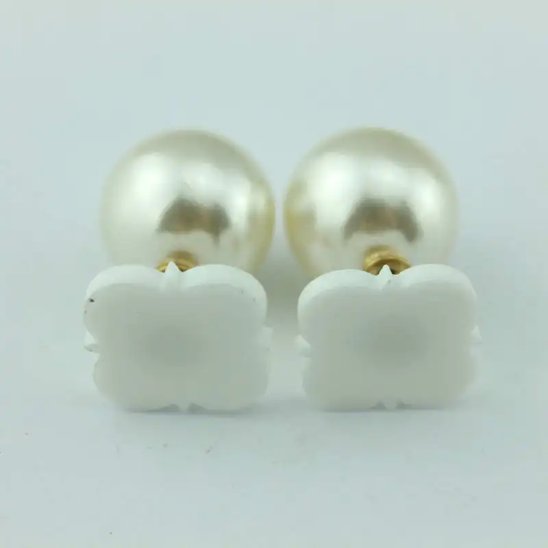 Акриловые жемчужные Двухсторонние серьги-гвоздики женские Новинка с листком