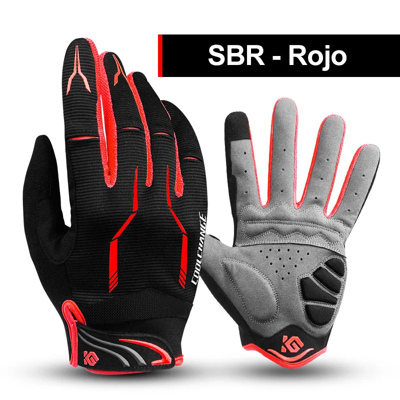 SBR-Red Coolсмена зимние противоударные велосипедные перчатки для горного велосипеда перчатки для мотоцикла MTB полный палец перчатки для спортивного велосипеда для мужчин и женщин - Цвет: SBR-Red