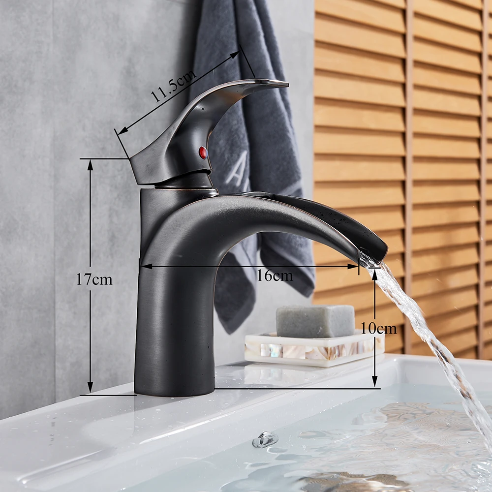 Современный стиль Твердый латунный Смеситель для ванной комнаты черный